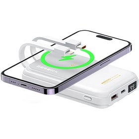Resim Recci RPB-W10 Polaris Serisi Çift Kablolu LED Dijital Göstergeli Wireless Powerbank 15W 10000mAh - Beyaz 
