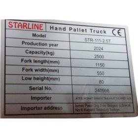 Resim Genel Markalar TRANSPALET 2.5 TON -net fiyat 