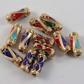 Resim 6 Adet Bakır Emaye Boncuk, Çok Renkli Anahtarlık Arası Boncuk, Takı Yapımı ve DIY El Sanatları için Büyük Delik 