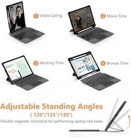 Resim Fogy Ipad Air 11 M3 Çipli 2025 ile Uyumlu Mag Touchpad Blutooth Işıklı Standlı Klavyeli Kılıf 