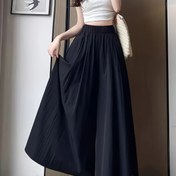 Resim Kadınların Elastik Bel Yarım Etek, Polyester, Düz Renk, Rahat, Dokuma, 130g/m², Bahar/Yaz için 
