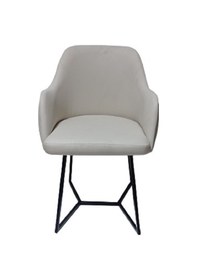 Resim Tekli Bekleme Koltuğu Metal Ayaklı Kapitone Desenli Krem Renk S 