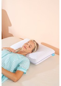 Resim Color Terapi Hava Kanallı Mor Ortopedik Visco Yastık 60x40x15 Cm Beyaz 