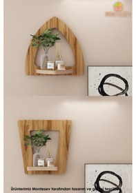 Resim Ahşap Dekoratif Duvar Rafı 2 Li / 3 Lü Set Mtsv - 145 Kahverengi 