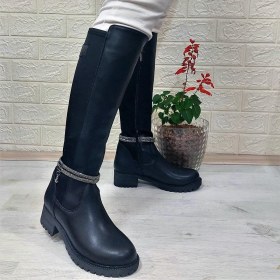 Resim M.P. M.p 2753 Siyah Taşlı Ligralı Fermuarlı 45CM Bayan Çizme 