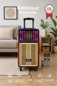 Resim Torima NDR-108R Kablosuz Mikrofonlu Uzaktan Kumandalı RGB Bluetooth Hoparlör 