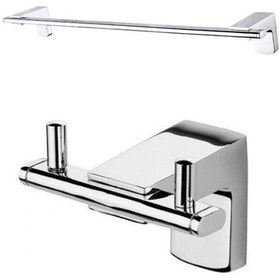 Resim Ahlez Premium Ikili Bornoz Askılık Uzun Havluluk 47Cm Ikili Set Krom 