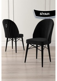 Resim Canisa Ritim Serisi 4 Adet Siyah Sandalye 1.sınıf Babyface Ithal Kumaş Siyah Gürgen Ayak Gümüş Halkalı Sandalye Siyah Ayaklar Siyah 