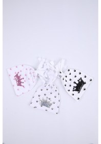 Resim Babyhola Kız Erkek Bebek Taç Baskı Bere Şapka 3'lü Set Yenidoğan 0-3 Ay Hediyelik 1256 Çok Renkli 