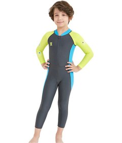 Resim Xindoker Küçük Çocuklar İçin Tek Parça Uzun Kollü Güneşten Koruyucu Hızlı Kuruyan Yüzme Elbisesi - Koyu Gri L 