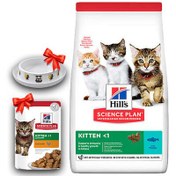 Resim Hills Kitten Ton Balıklı Yavru Kedi Maması 1,5 Kg + Moderna Desenli Mama Kabı ve Hills Yaş Mama 