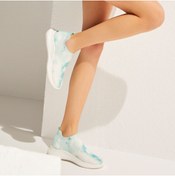 Resim Desa Kadın Yeşil Batik Desenli Çorap Sneaker 