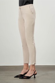 Resim Mizalle Basic Kısa Paça Klasik Bej Rengi Kumaş Pantolon 