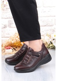 Resim Pepita Z010 Comfort Yumuşak Esnek Kauçuk Kaymaz Taban Hakiki Deri Kadın Ayakkabı Kahve 