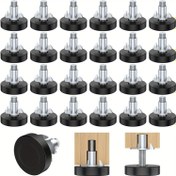 Resim 24 adet Ağır Hizmet Tipi Mobilya Düzleştirme Ayakları, 1/4"-20 UNC Dişli & T-Somunlar - Sandalyeler, Masalar, Dolaplar için Ayarlanabilir Metal Masa Bacakları - Cilalı Bitiş 