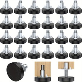 Resim 24 adet Ağır Hizmet Tipi Mobilya Düzleştirme Ayakları, 1/4"-20 UNC Dişli & T-Somunlar - Sandalyeler, Masalar, Dolaplar için Ayarlanabilir Metal Masa Bacakları - Cilalı Bitiş 