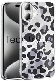 Resim Apple İphone 16 Plus Kılıf İpeksi Desenli Tasarımlı Kamera Koruma Çıkıntılı A+ Kalite Kapak Gri Leopar 