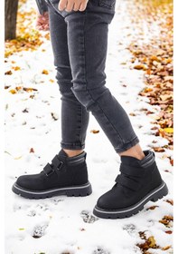 Resim Kiko Kids Cırtlı Erkek Çocuk Bot Ayakkabı Arz 3340 Siyah - Siyah 