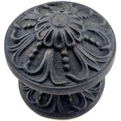 Resim Antika Tarz Dekoratif Pirinç Çiçekli Kapı Tokmağı - 80 Mm Çap, Oksit 