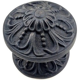 Resim Antika Tarz Dekoratif Pirinç Çiçekli Kapı Tokmağı - 80 Mm Çap, Oksit 