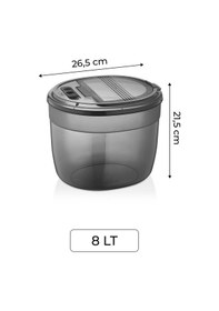Resim 4'lü Büyük Boy Kilit Kapaklı Un Bakliyat Saklama Kabı - Saklama Seti 8 Litre Gri 