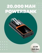Resim VELOREA Dijital Ekranlı 20.000 mAh Powerbank | 22.5W Hızlı Şarj + Çoklu Bağlantı Seçeneği 