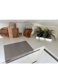 Resim Paslanmaz Çelik Antibakteriyel Tezgah Üstü Kesme Tahtası 304 Kalite - 35x45 Cm Gri 