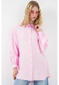 Resim Bigdart Kadın Dokulu Oversize Tunik 5989 - Pembe 