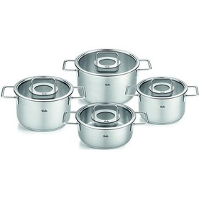Resim Fissler Pure Collection 8 Parça Cam Kapak Çelik Tencere Seti 