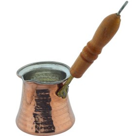 Resim Ludıa Ahşap Saplı El Yapımı Dövme Bakır Cezve No3 Kahve Cezvesi 