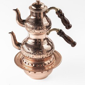 Resim Dmt Gaziantep Bakır Çaydanlık Takımı Ve Balkon Sefası Takımı Komple El Keski İşlemesi Gümüş 