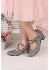Resim Kiko Kids Aisha Günlük Kız Çocuk 4 Cm Topuklu Abiye Ayakkabı Platin Platin 