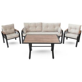 Resim Tu Tienda Demonte Bahçe Balkon Takımı 3+1+1 Masa Bej 