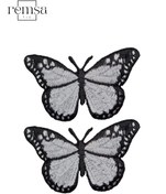 Resim REMSATİC Ütü Ile Yapışan Arma - Patch - Kelebek Modeli Gri (6cm X 5,5cm) 2 Adet 