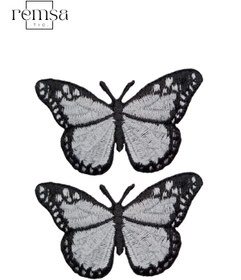 Resim REMSATİC Ütü Ile Yapışan Arma - Patch - Kelebek Modeli Gri (6cm X 5,5cm) 2 Adet 