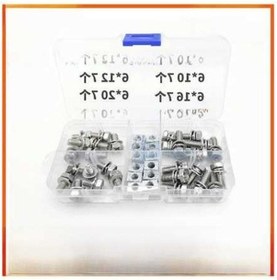 Resim Besthome1 304/201 Paslanmaz Çelik M6 4 Boyutlu Çapraz Dış Hexagon Vida Seti, Gb9074.13 Standartlı, Dikdörtgen Somunlu 