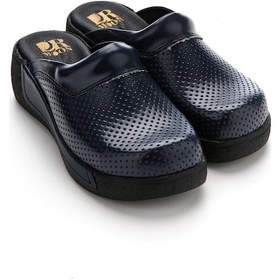 Resim Drmoon Dolgu Taban Hakiki Deri Kadın Sabo Terlik Lacivert 