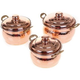 Resim Cobper Premium Collection Bakır Mini Güveç 3'lü Tencere Seti 