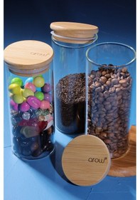 Resim Arow Tr-3982 Betsy Bambu Kapaklı Kavanoz 400 ML 