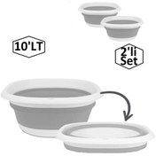 Resim Onay Store Katlanır Badya Leğen Akordiyon Katlanabilir Badya 2'li Set (10'LT) - Çeyiz Seti - Katlanir Kova 