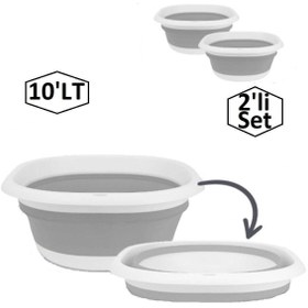 Resim Onay Store Katlanır Badya Leğen Akordiyon Katlanabilir Badya 2'li Set (10'LT) - Çeyiz Seti - Katlanir Kova 