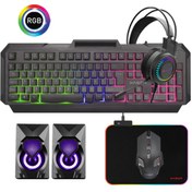 Resim XASER XS-KJJ485 Q Klavye+Kulaklık+Mouse+RGB Mouse pad Rainbow Aydınlatmalı Oyuncu Seti 