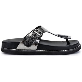 Resim Tamer Tanca Kadın Hakiki Deri Metalik Parmak Arası Terlik 1108 1521 Bn Trlk Y25 Platın Platin 