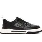 Resim Men's Black Lace-up Thick-Sole Leather Sneaker Derimod