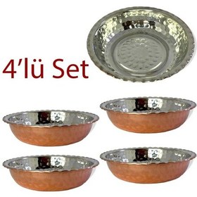 Resim Çirtikli Bakır Çerezlik 4 Adet Bakır 