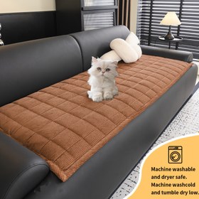 Resim 1 adet Kış Retro Kalınlaştırılmış Sıcak Kadife Kaymaz Kanepe Yastığı, Kalın Börek Matı, Evcil Hayvan Dostu, Makinede Yıkanabilir, Dokulu Kanepe Dekoru, 1/2/3/4 Kişilik ve Bölümlü Kanepler için Uygun, Kolay Kurulum, Kedi Tırmalama Direnci, Noel Dekoru için, Noel Kaymaz Kanepe Örtüsü Noel Dekorasyonu Countr, İç Mekan Yastık Örtüsü, Şık Örtü, Oturma Odası Aksesuarı 