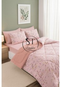 Resim Çift Kişilik Çiçekli Welsoft Yorgan Çift Taraflı 195x215 Pembe 