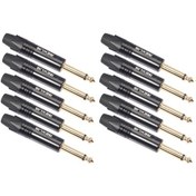 Resim 10 Parça TC202 6.35mm Gold Mono Ses Adaptör Fişi Siyah 