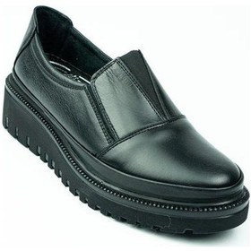 Resim Pepita 7677 Hafif Dolgu Topuk Ortopedik Deri Kadın Ayakkabı Siyah 