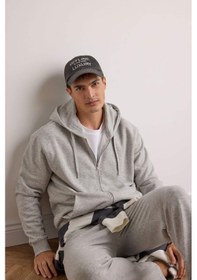 Resim Defacto - Relax Fit Kapüşonlu İçi Yumuşak Tüylü Basic Düz Cepli Kalın Fermuarlı Sweatshirt D7599AX25SP Gri 